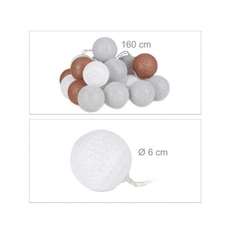 Łańcuch świetlny LED z 20 kulkami 6 cm