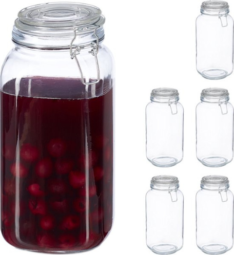 Słoiki szklane do konserwowania i przechowywania żywności 6x2000 ml Słoiki szklane do konserwowania i przechowywania żywności 6x2000 ml