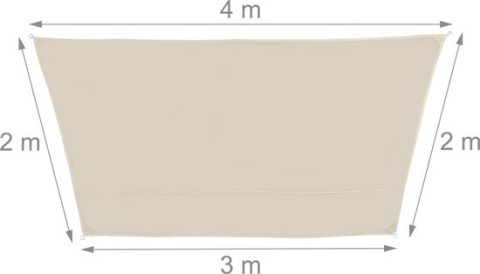 Trapezowy żagiel ogrodowy w kolorze beżowym 3x4x2x2m